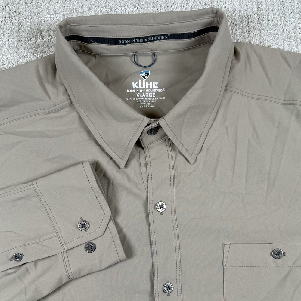 Kuhl Mens XL Bandit Beige Long Sleeve Polyester Performance Hiking Shirt 7295